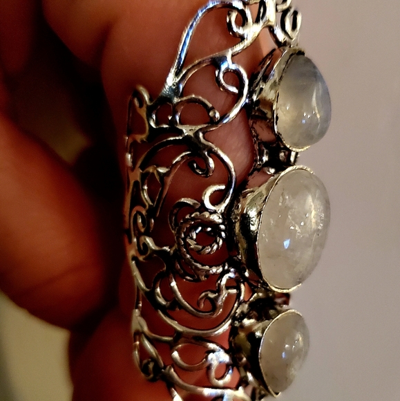 New Rainbow Moonstone 925 Silver Statement Ring. - Picture 8 of 11